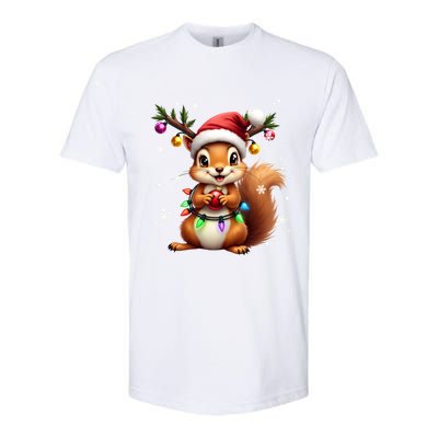 Festive Squirrel Spreading Holiday Cheer With Lights Gift Softstyle CVC T-Shirt