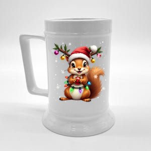 Festive Squirrel Spreading Holiday Cheer With Lights Gift Beer Stein