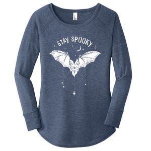 Funny Stay Spooky Cute Vampire Bat Halloween Women's Perfect Tri Tunic Long Sleeve Shirt