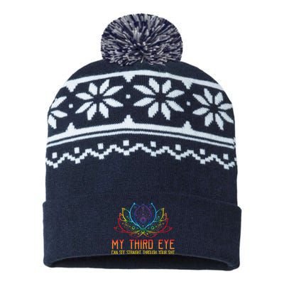 Funny Spiritual Saying Third Eye Sees Through Your Shit USA-Made Snowflake Beanie