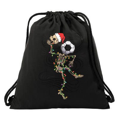 Funny Skeleton Soccer Ball Christmas Boys Xmas Gift Drawstring Bag