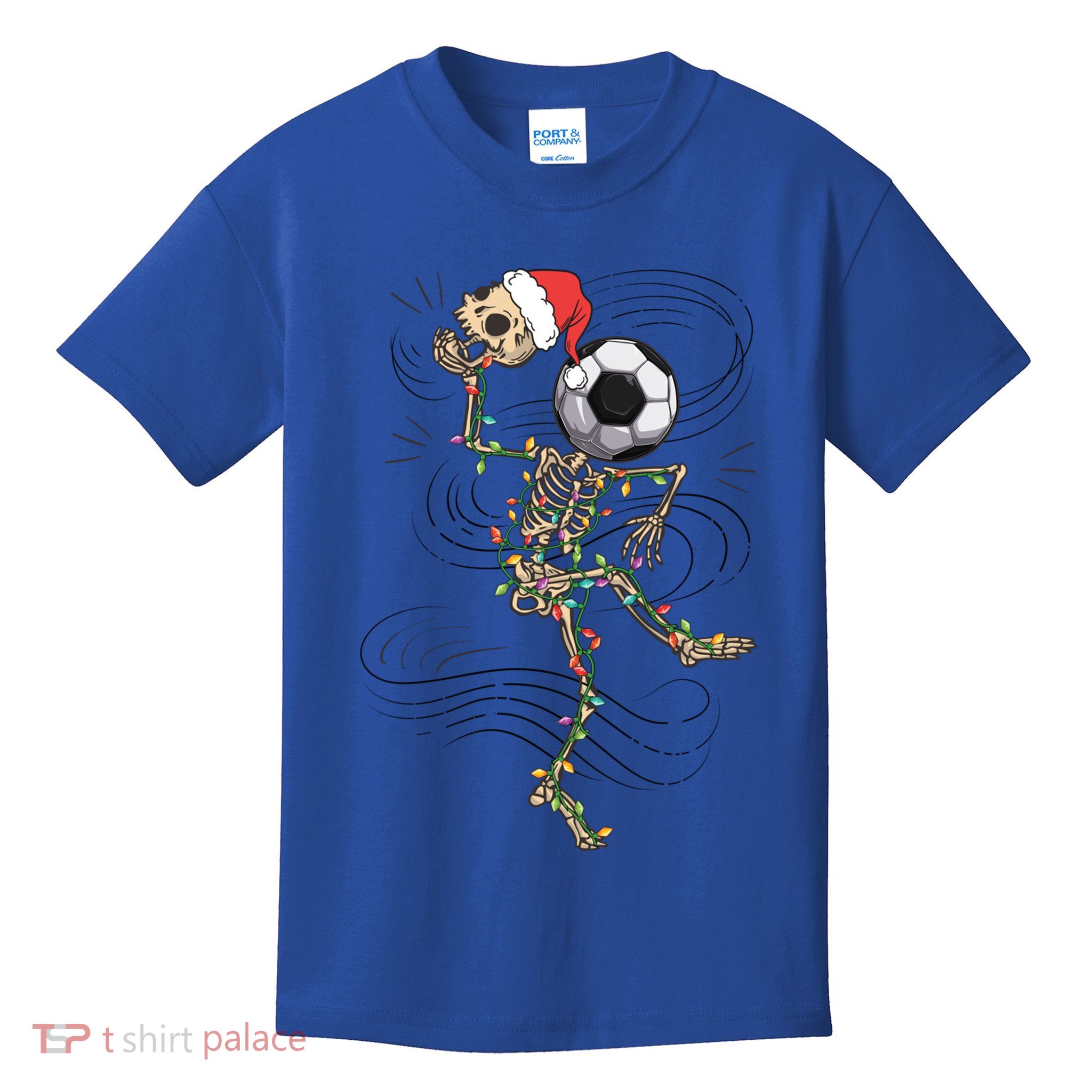 Funny Skeleton Soccer Ball Christmas Boys Xmas Gift Kids T-Shirt