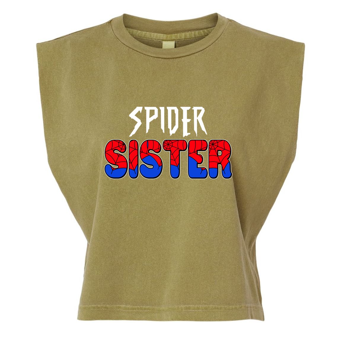 Funny Spider Sister Matching Family Shirts Garment-Dyed Women's Muscle Tee