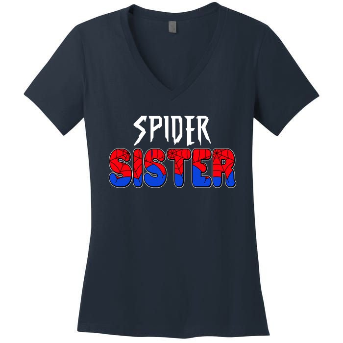 Funny Spider Sister Matching Family Shirts Women's V-Neck T-Shirt