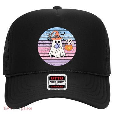 Funny Saying Spooky Season Halloween Ghost Lover Gift High Crown Mesh Back Trucker Hat