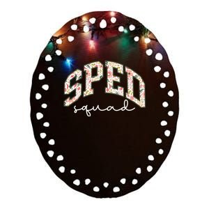 Floral Sped Squad Team Special Education Teacher Life Ceramic Oval Ornament