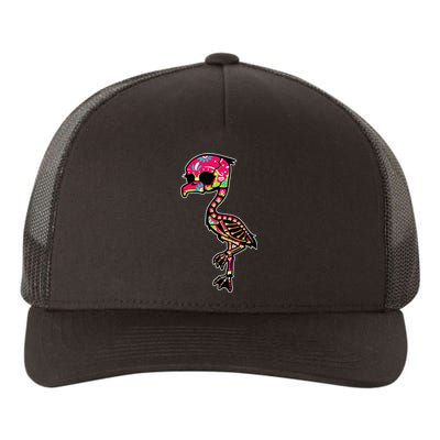 Flamingo Sugar Skull Dia De Los Muertos Mexican Day Of Dead Yupoong Adult 5-Panel Trucker Hat