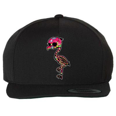 Flamingo Sugar Skull Dia De Los Muertos Mexican Day Of Dead Wool Snapback Cap