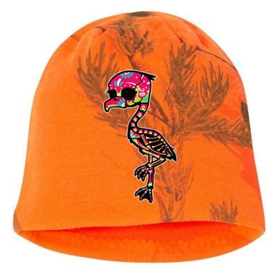 Flamingo Sugar Skull Dia De Los Muertos Mexican Day Of Dead Kati - Camo Knit Beanie