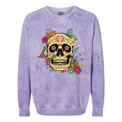 Floral Sugar Skull Dia De Los Muertos Dead Colorblast Crewneck Sweatshirt