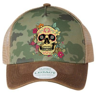 Floral Sugar Skull Dia De Los Muertos Dead Legacy Tie Dye Trucker Hat