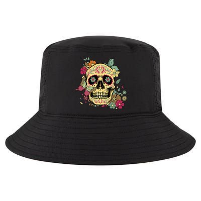 Floral Sugar Skull Dia De Los Muertos Dead Cool Comfort Performance Bucket Hat