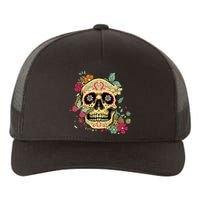 Floral Sugar Skull Dia De Los Muertos Dead Yupoong Adult 5-Panel Trucker Hat