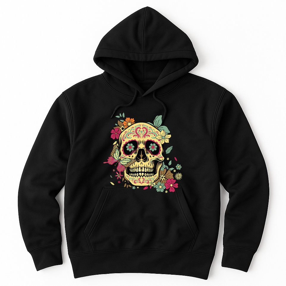 Floral Sugar Skull Dia De Los Muertos Dead Hoodie
