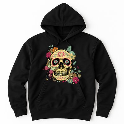 Floral Sugar Skull Dia De Los Muertos Dead Hoodie