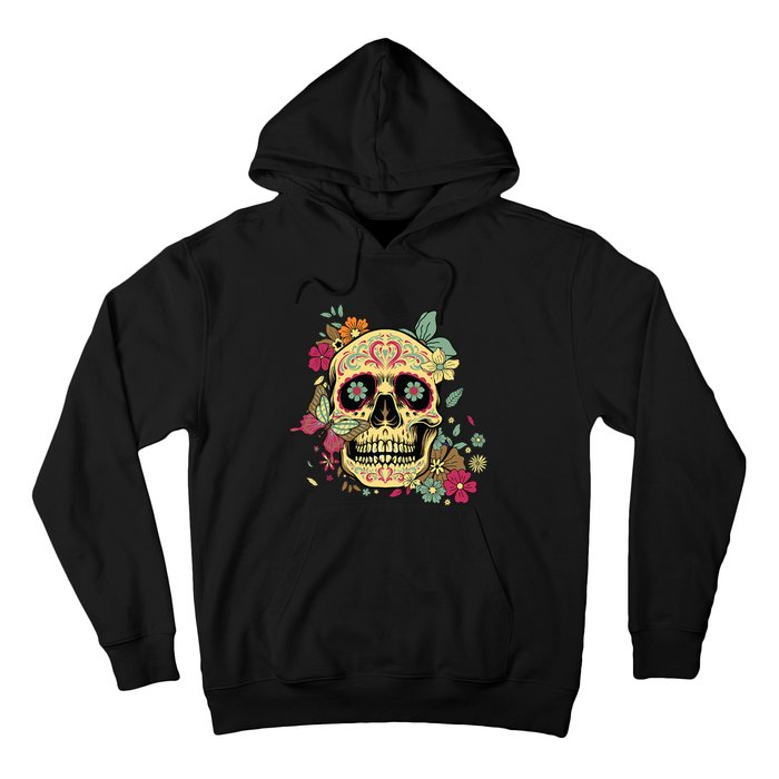 Floral Sugar Skull Dia De Los Muertos Dead Hoodie