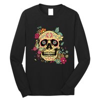 Floral Sugar Skull Dia De Los Muertos Dead Long Sleeve Shirt