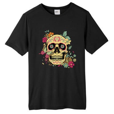 Floral Sugar Skull Dia De Los Muertos Dead Tall Fusion ChromaSoft Performance T-Shirt