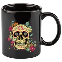 Floral Sugar Skull Dia De Los Muertos Dead 11oz C Handle Ceramic Mug