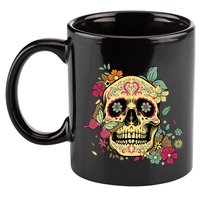 Floral Sugar Skull Dia De Los Muertos Dead 11oz C Handle Ceramic Mug