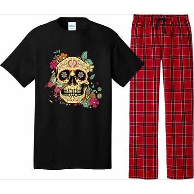 Floral Sugar Skull Dia De Los Muertos Dead Pajama Set