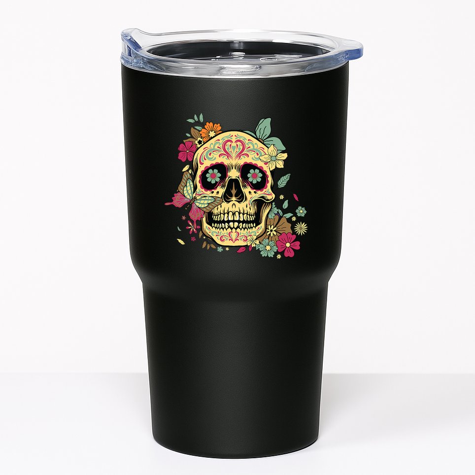 Floral Sugar Skull Dia De Los Muertos Dead Tumbler