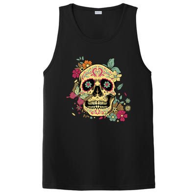 Floral Sugar Skull Dia De Los Muertos Dead PosiCharge Competitor Tank