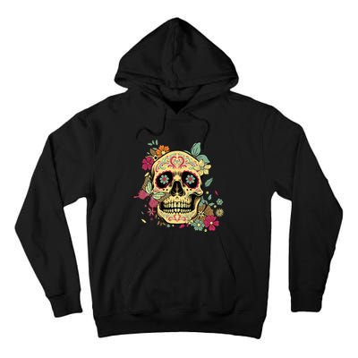 Floral Sugar Skull Dia De Los Muertos Dead Tall Hoodie