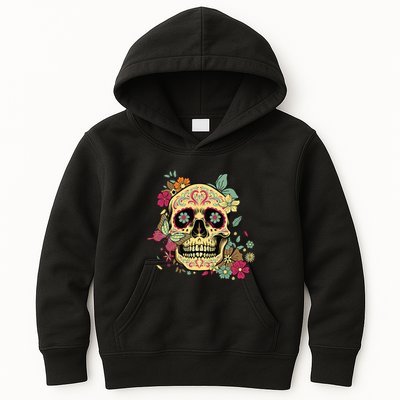 Floral Sugar Skull Dia De Los Muertos Dead Kids Hoodie