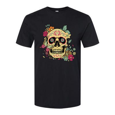 Floral Sugar Skull Dia De Los Muertos Dead Softstyle CVC T-Shirt