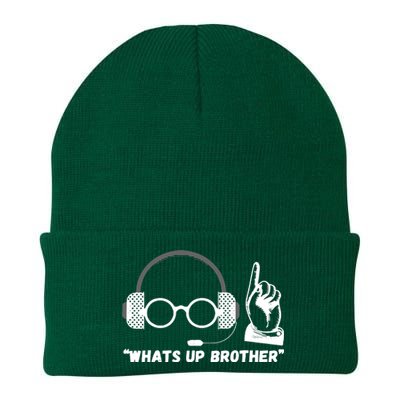 Funny Sketch Streamer Whats Up Brother Knit Cap Winter Beanie