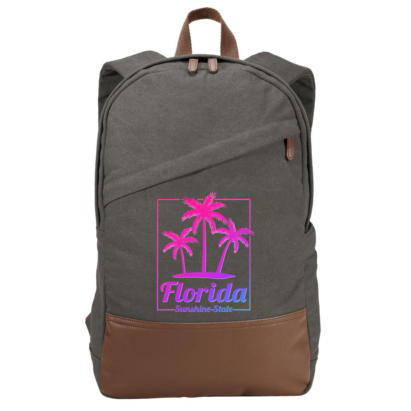 Florida Sunshine State Retro Look Gift Cotton Canvas Backpack