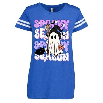 Funny Saying Spooky Season Halloween Ghost Lover Enza Ladies Jersey Football T-Shirt