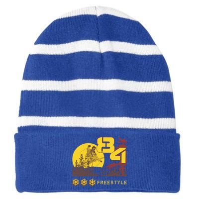 Freestyle Skiing Ski Sport Gift Striped Beanie with Solid Band