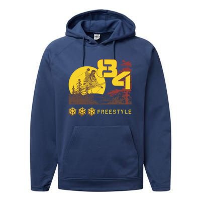 Freestyle Skiing Ski Sport Gift Performance Fleece Hoodie