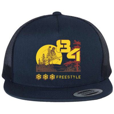 Freestyle Skiing Ski Sport Gift Flat Bill Trucker Hat