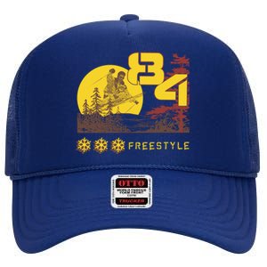 Freestyle Skiing Ski Sport Gift High Crown Mesh Back Trucker Hat