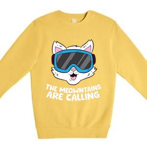 Funny Snowboard Ski Goggle For Snowboarding Cat Skiing Gift Premium Crewneck Sweatshirt