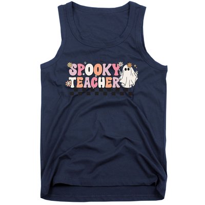 Funny Spooky Season Retro Spooky Teacher Halloween Costume Cute Tank Top