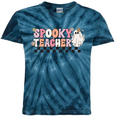 Funny Spooky Season Retro Spooky Teacher Halloween Costume Cute Kids Tie-Dye T-Shirt