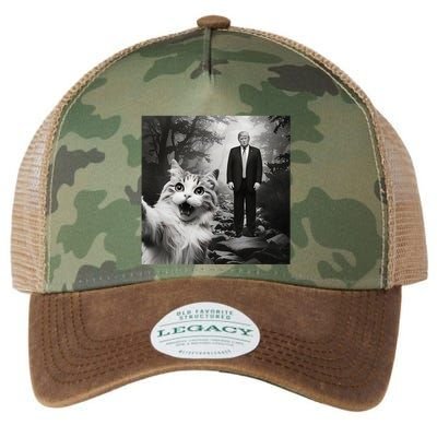 Funny Surprised Scared Cat Selfie With D.Trump Legacy Tie Dye Trucker Hat