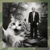 Funny Surprised Scared Cat Selfie With D.Trump Legacy Tie Dye Trucker Hat