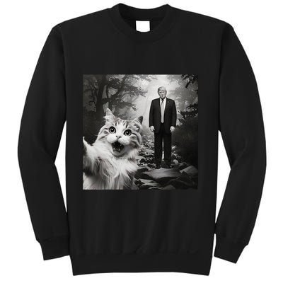 Funny Surprised Scared Cat Selfie With D.Trump Sweatshirt