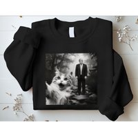Funny Surprised Scared Cat Selfie With D.Trump Sweatshirt