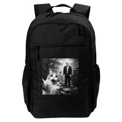 Funny Surprised Scared Cat Selfie With D.Trump Backpack
