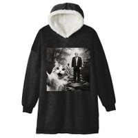 Funny Surprised Scared Cat Selfie With D.Trump Hooded Wearable Blanket