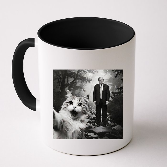 Funny Surprised Scared Cat Selfie With D.Trump Mug