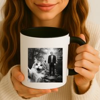 Funny Surprised Scared Cat Selfie With D.Trump Mug