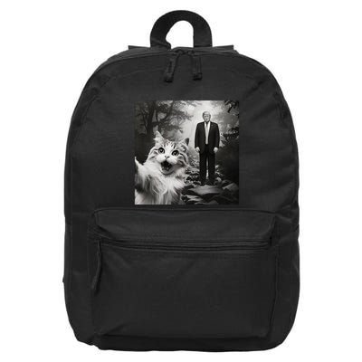Funny Surprised Scared Cat Selfie With D.Trump 16 in Basic Backpack