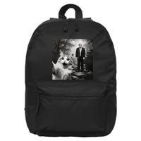Funny Surprised Scared Cat Selfie With D.Trump 16 in Basic Backpack